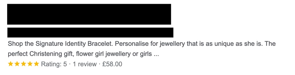 Example of Structured data on the serp of Google