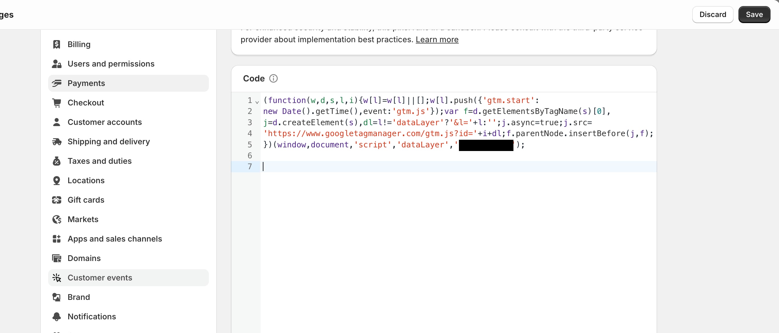 shopify tag manager code in shopify custom pixel-min