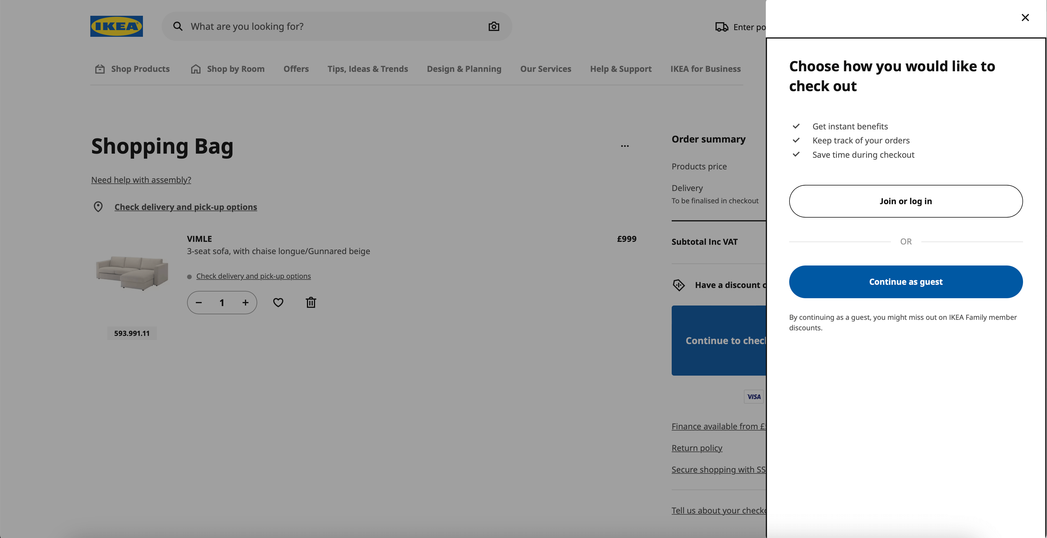 Complex checkout process