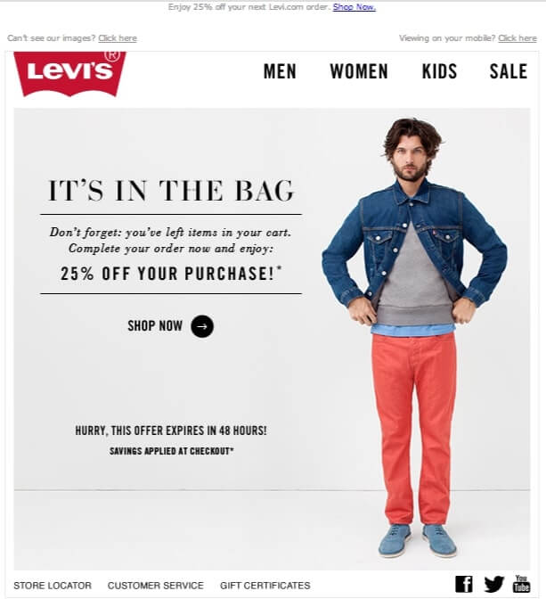 Levis Cart Abandonement Email