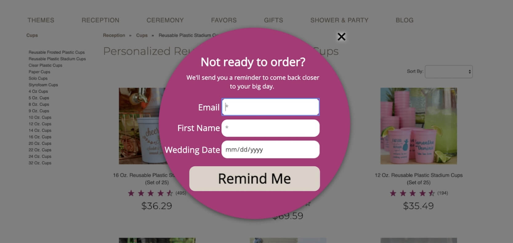My Wedding Reception Exit Pop Up