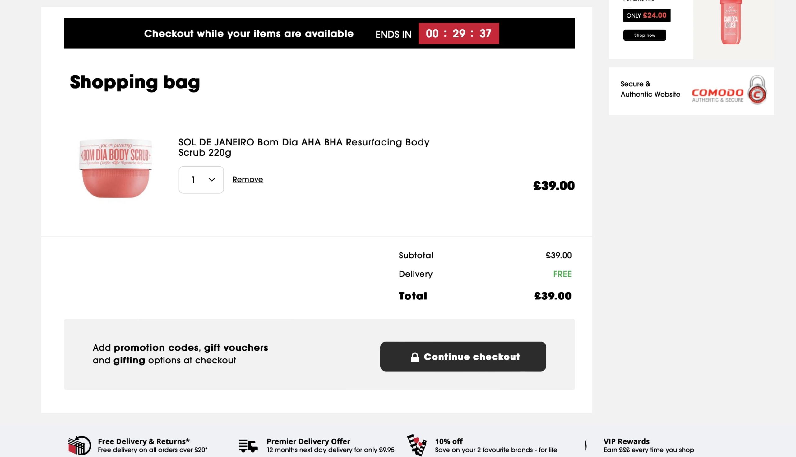 Sephora Cart Example