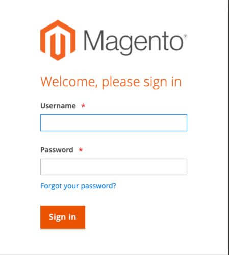 magento admin login