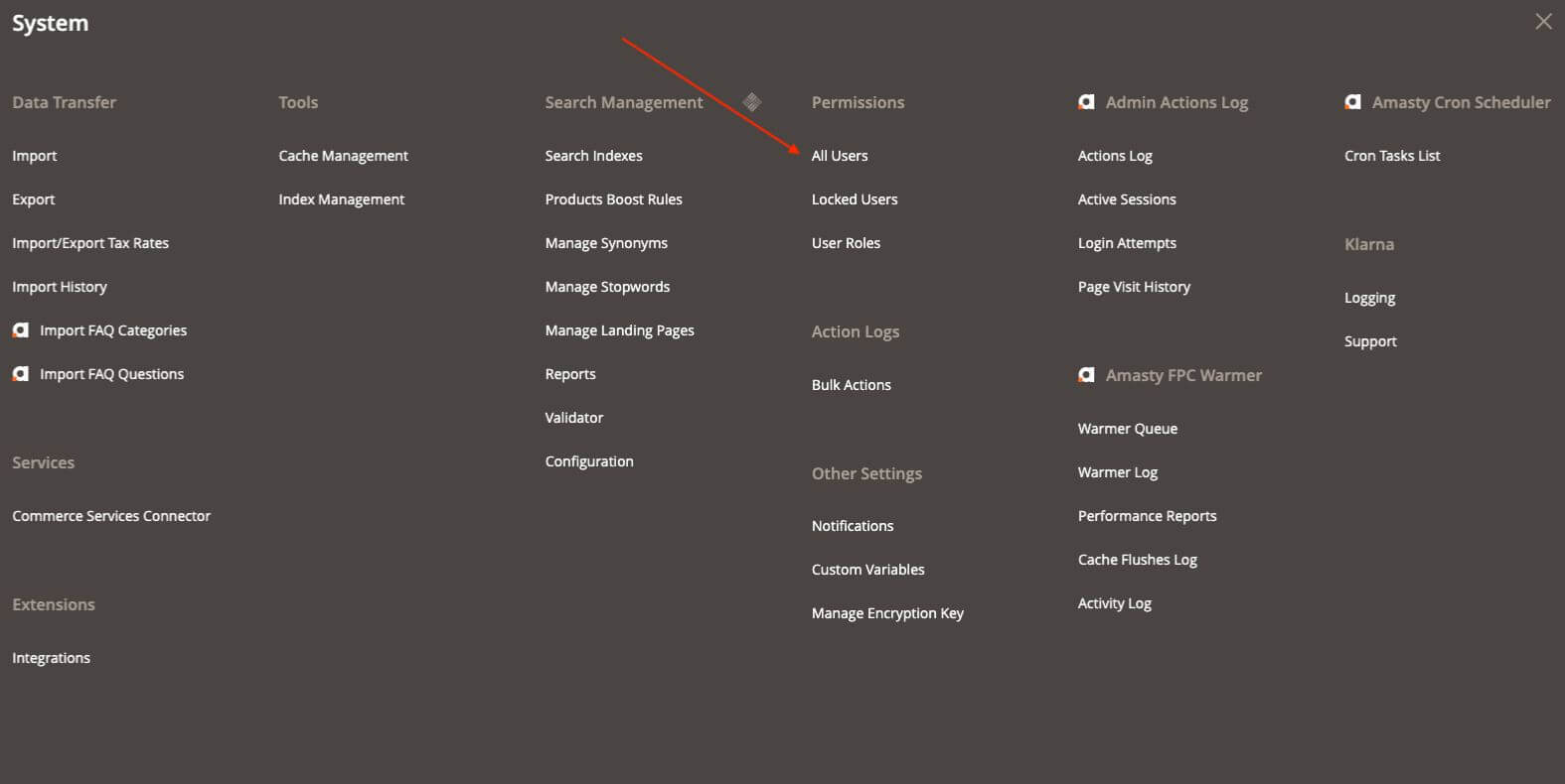 magento user roles and permissions