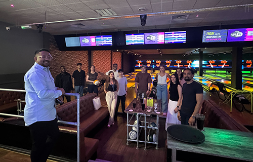 Emrise team playing bowling