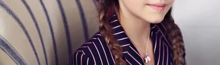 Girl wearing Molly Brown London jelly bean necklace