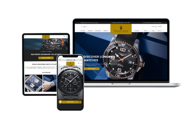 Wallace-Allan-website-on-laptop,-tablet-and-phone-screens